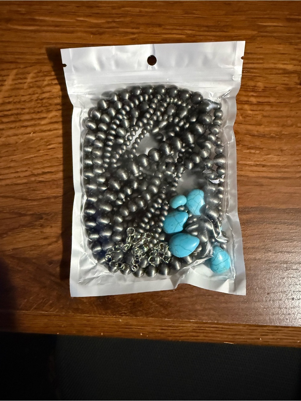 Turquoise & Gunmetal Beaded Necklace - Women Jewelry
